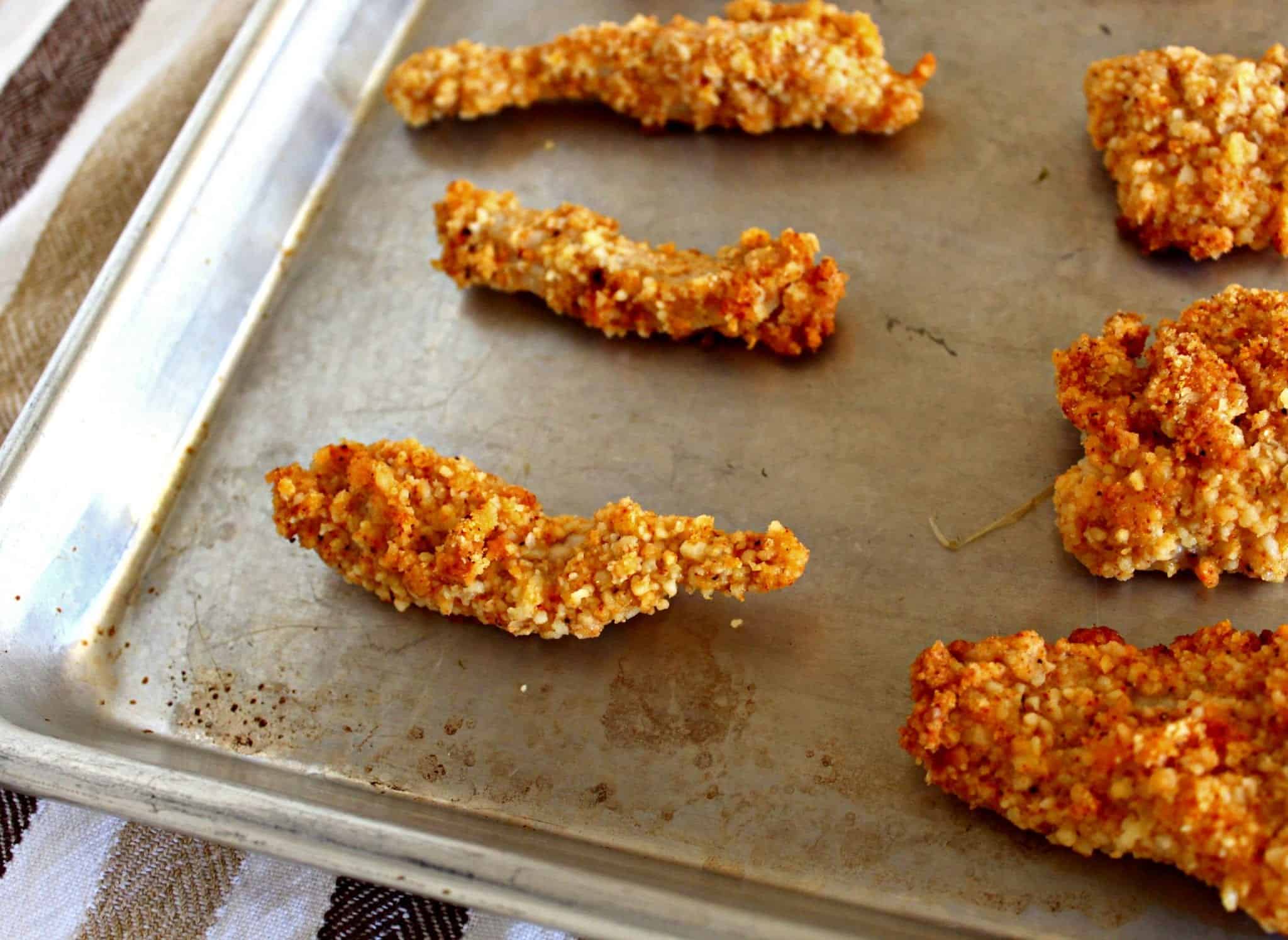 Baked Almond Chicken Tenders from Treble in the Kitchen paleo-friendly, gluten free, grain free, whole 30 compliant