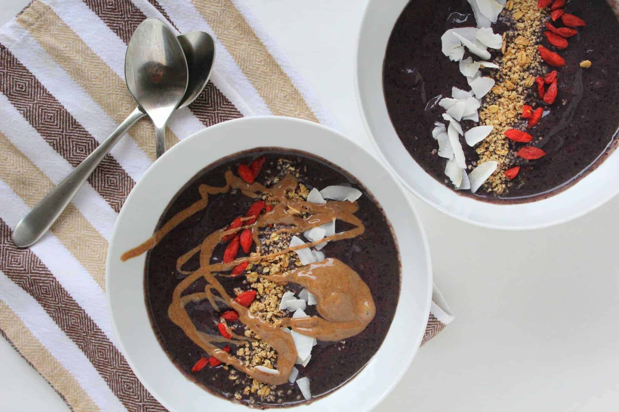 Wild Blueberry Cacao Smoothie Bowl from Treble in the Kitchen