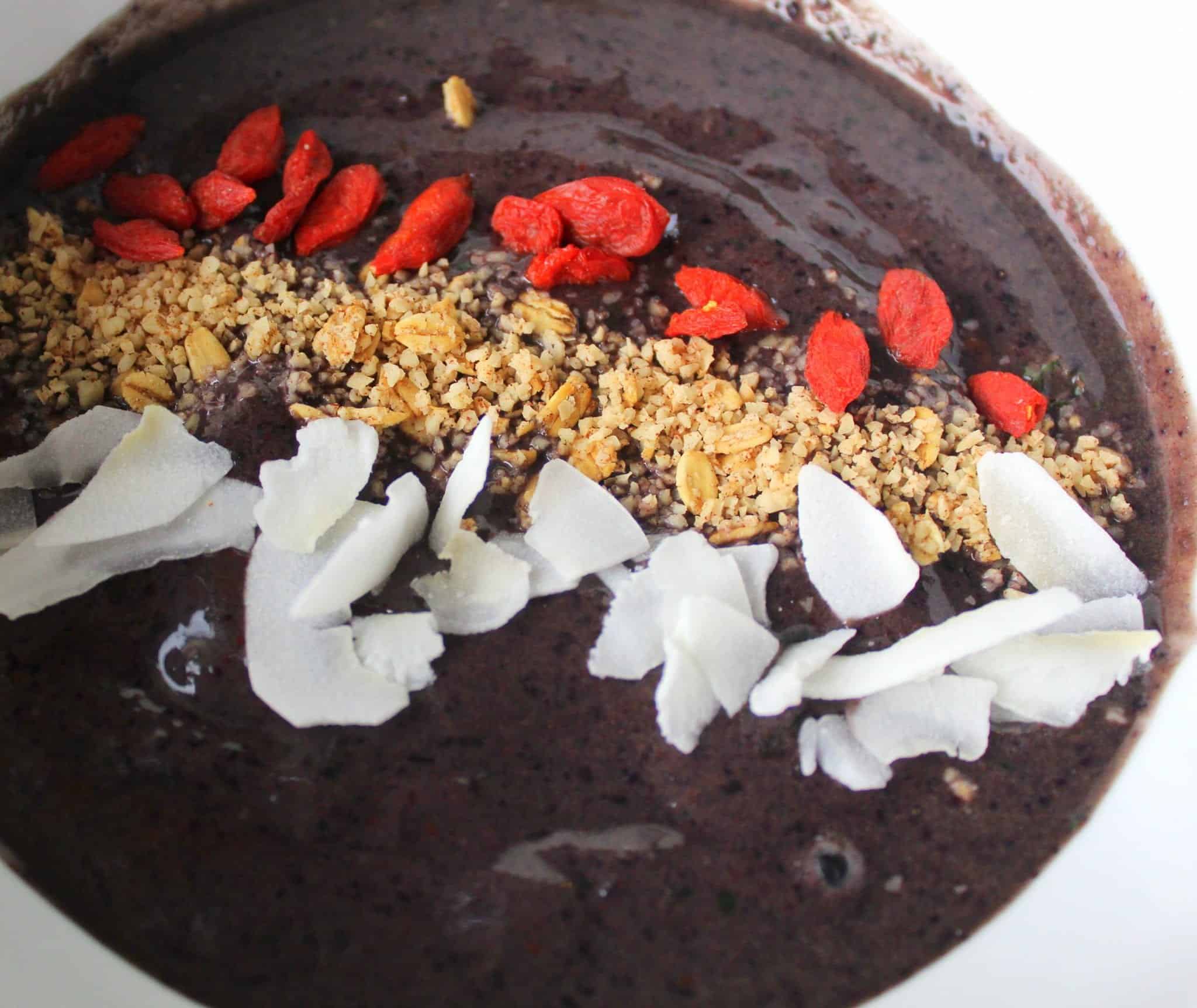 Wild Blueberry Cacao Smoothie Bowl from Treble in the Kitchen