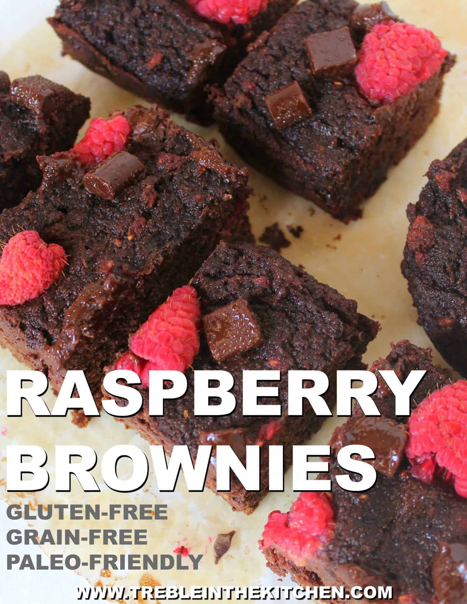 Paleo Raspberry Brownies from Treble in the Kitchen