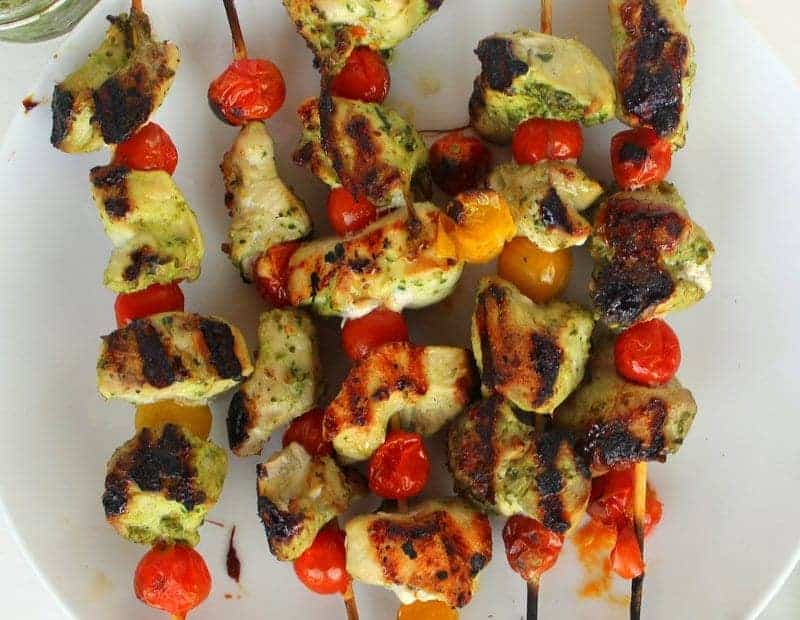 Pesto Chicken Tomato Kabobs from Treble in the Kitchen