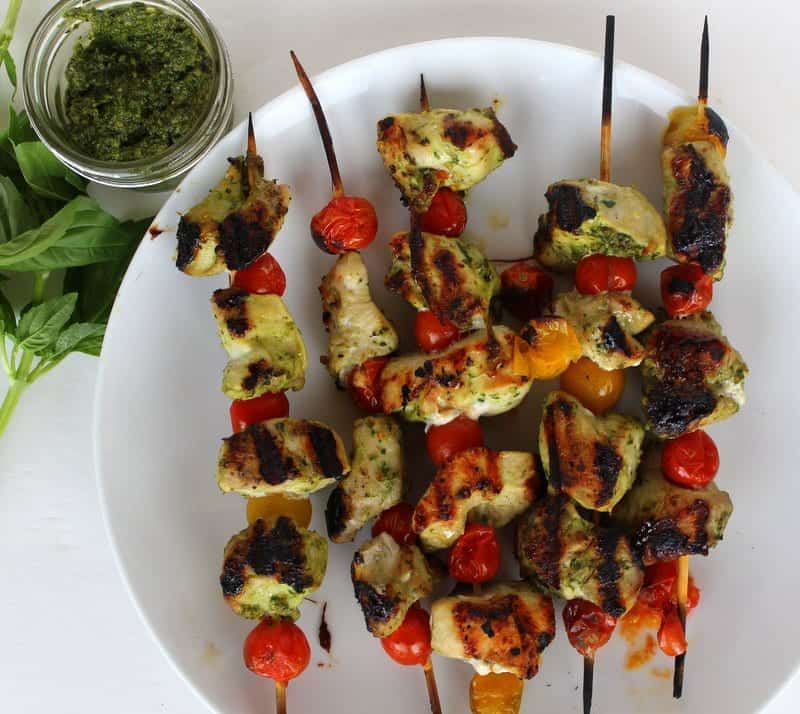 Pesto Chicken Tomato Kabobs from Treble in the Kitchen