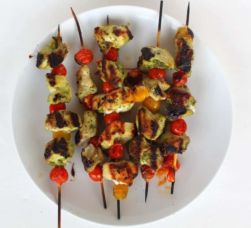 Pesto Chicken Tomato Kabobs from Treble in the Kitchen