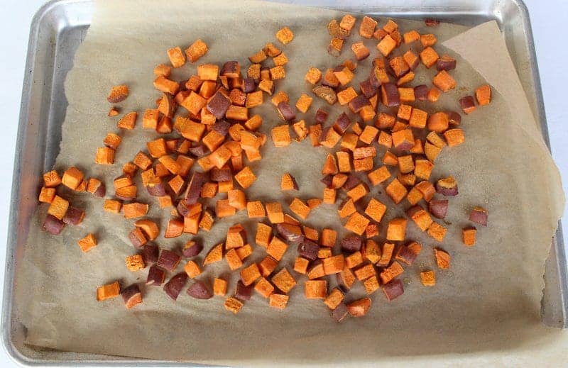 Roasted Sweet Potato Salad with Mint Sunflower Dressing