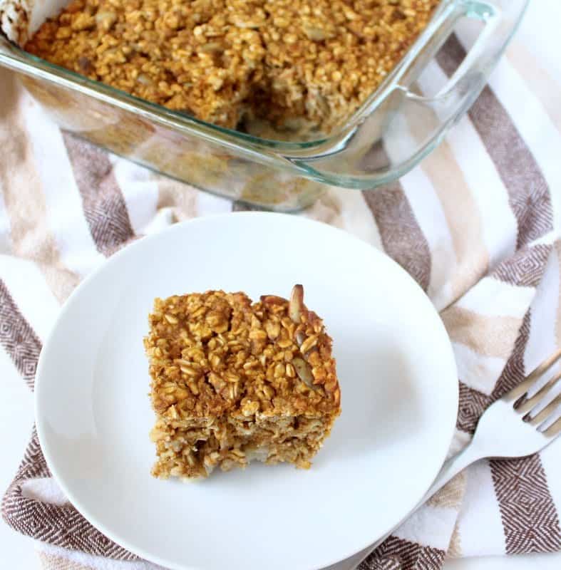 Pumpkin Baked Oatmeal from Treble in the Kitchen low FODMAP, gluten free, dairy free