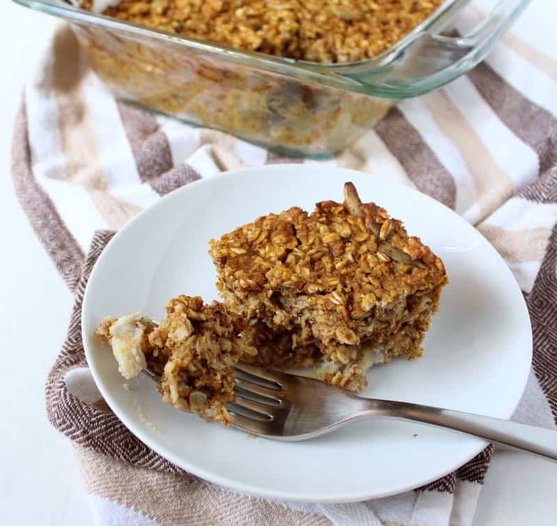 Pumpkin Baked Oatmeal from Treble in the Kitchen low FODMAP, gluten free, dairy free