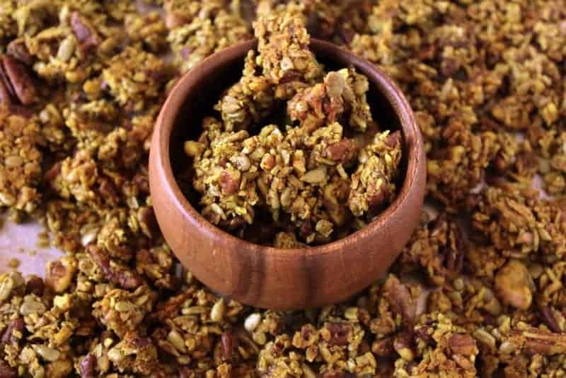 Turmeric Ginger Granola from Treble in the Kitchen low FODMAP, paleo, gluten free