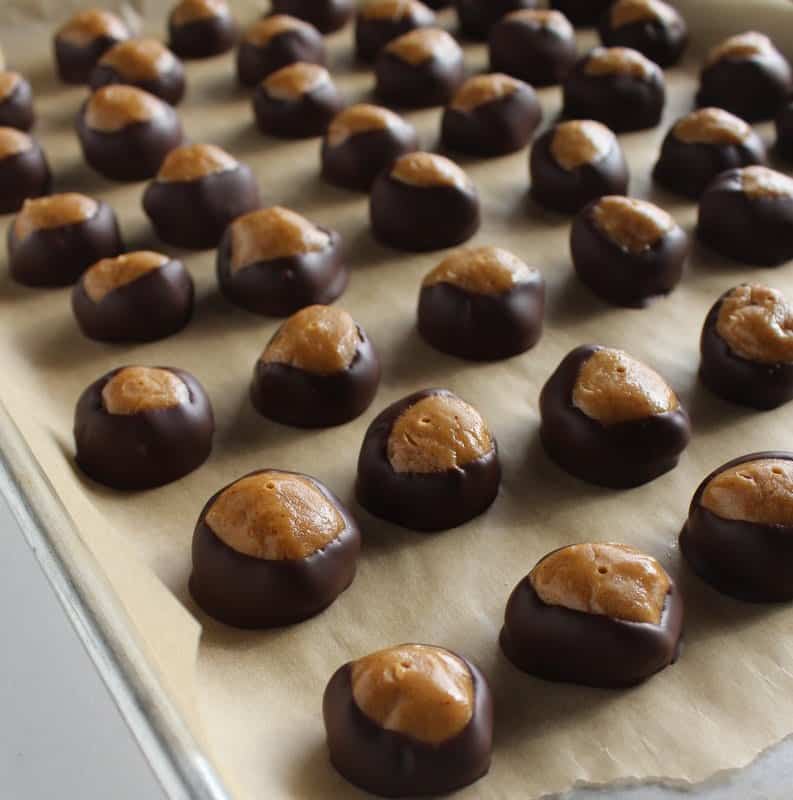 Healthy Peanut Butter Buckeyes low FODMAP, gluten free, grain free, dairy free