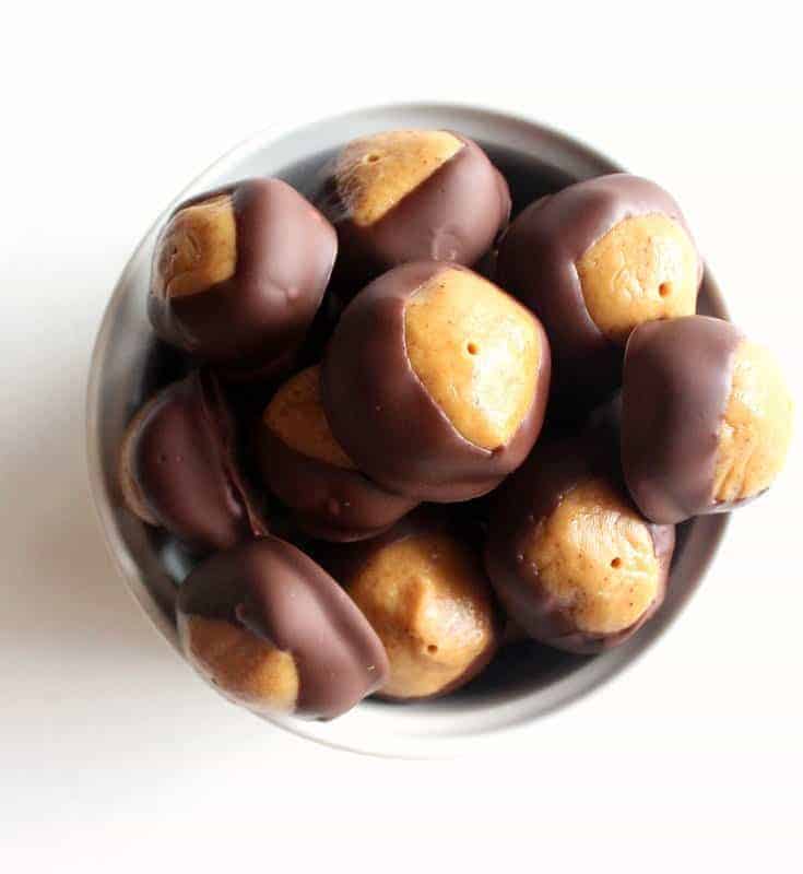 Healthy Peanut Butter Buckeyes low FODMAP, gluten free, grain free, dairy free