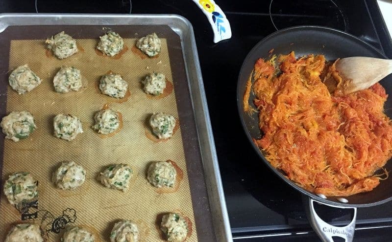 chicken meatballs and spaghetti squash