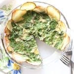 Spinach Quiche with Potato Crust - low FODMAP, gluten free, grain free, dairy free #BeholdPotatoes