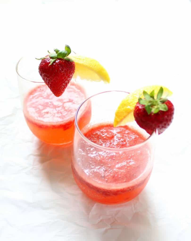 Sparkling Strawberry Mocktail or Cocktail - low FODMAP, gluten free, grain free, dairy free, vegan