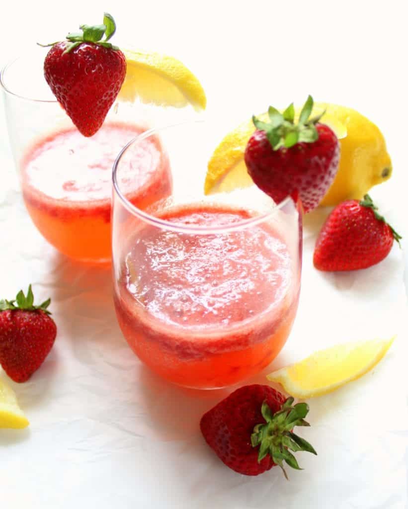 Sparkling Strawberry Mocktail or Cocktail - low FODMAP, gluten free, grain free, dairy free, vegan