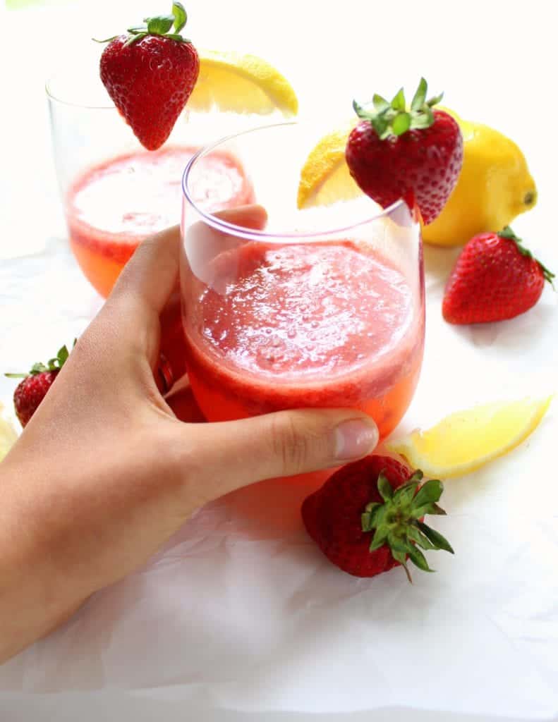 Sparkling Strawberry Mocktail or Cocktail - low FODMAP, gluten free, grain free, dairy free, vegan