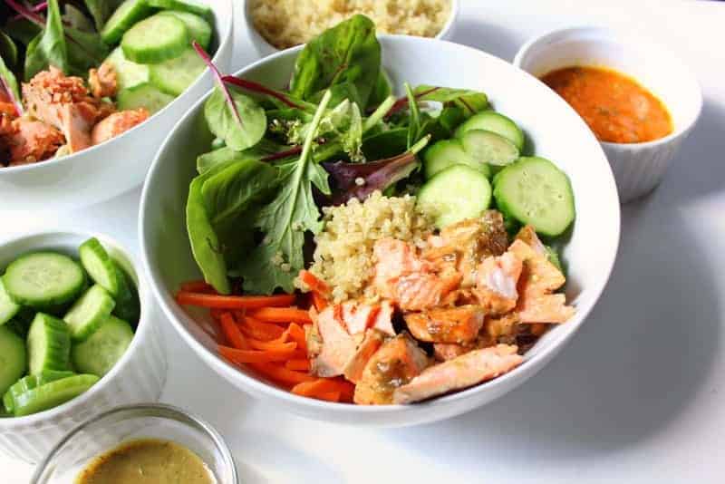 Low FODMAP Lemon Herb Dijon Salmon Bowls