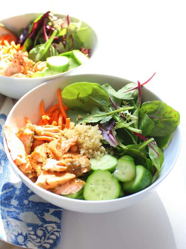 Low FODMAP Lemon Herb Dijon Salmon Bowls