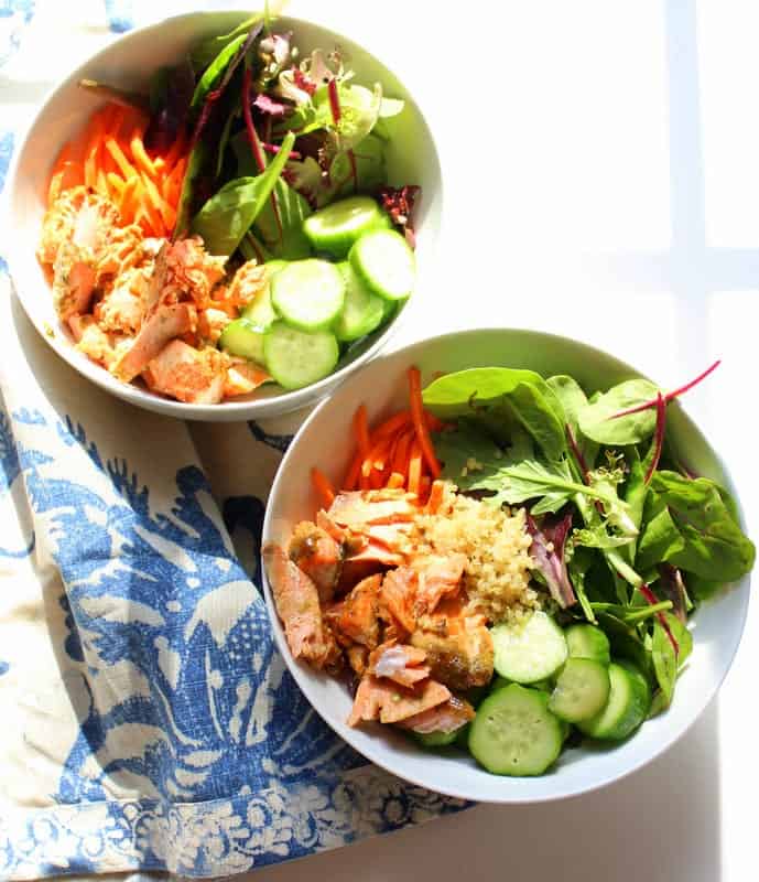 Low FODMAP Lemon Herb Dijon Salmon Bowls