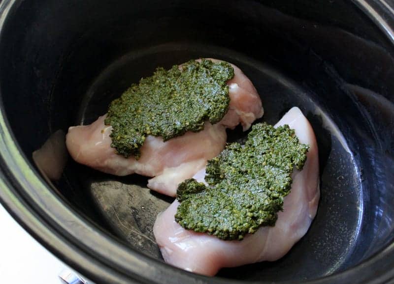 Slow Cooker Pesto Chicken - low FODMAP, dairy free, grain free, paleo, whole 30