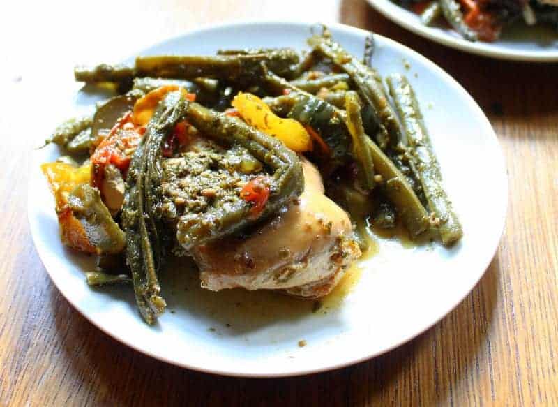 Slow Cooker Pesto Chicken - low FODMAP, dairy free, grain free, paleo, whole 30