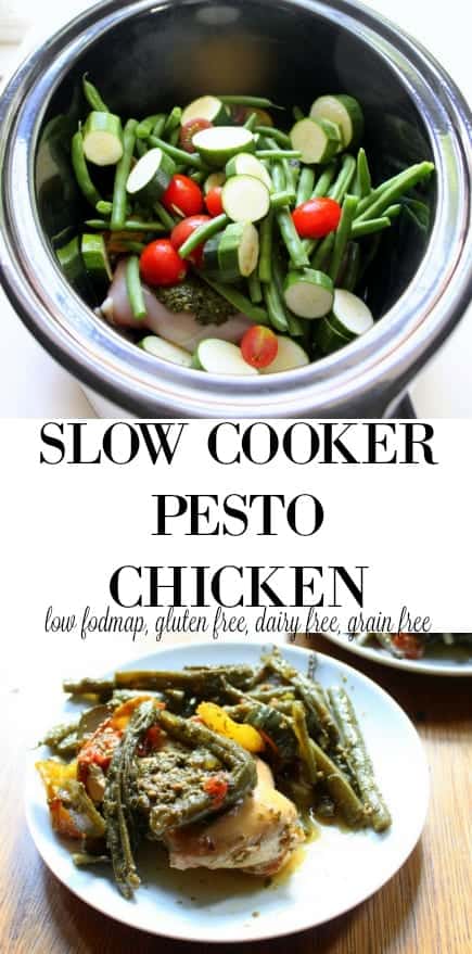 Slow Cooker Pesto Chicken - low FODMAP, dairy free, grain free, paleo, whole 30