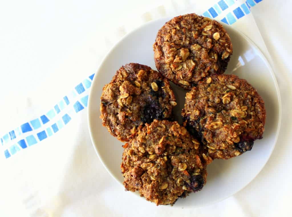 Oatmeal Blueberry Carrot Zucchini Muffins - low FODMAP, gluten free, dairy free