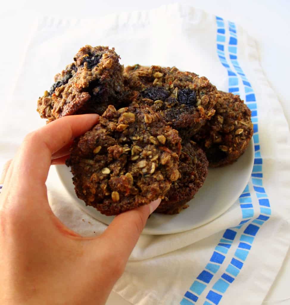 Oatmeal Blueberry Carrot Zucchini Muffins - low FODMAP, gluten free, dairy free