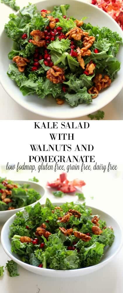 Kale Salad with Walnuts and Pomegranate - low FODMAP, gluten free, dairy free, grain free