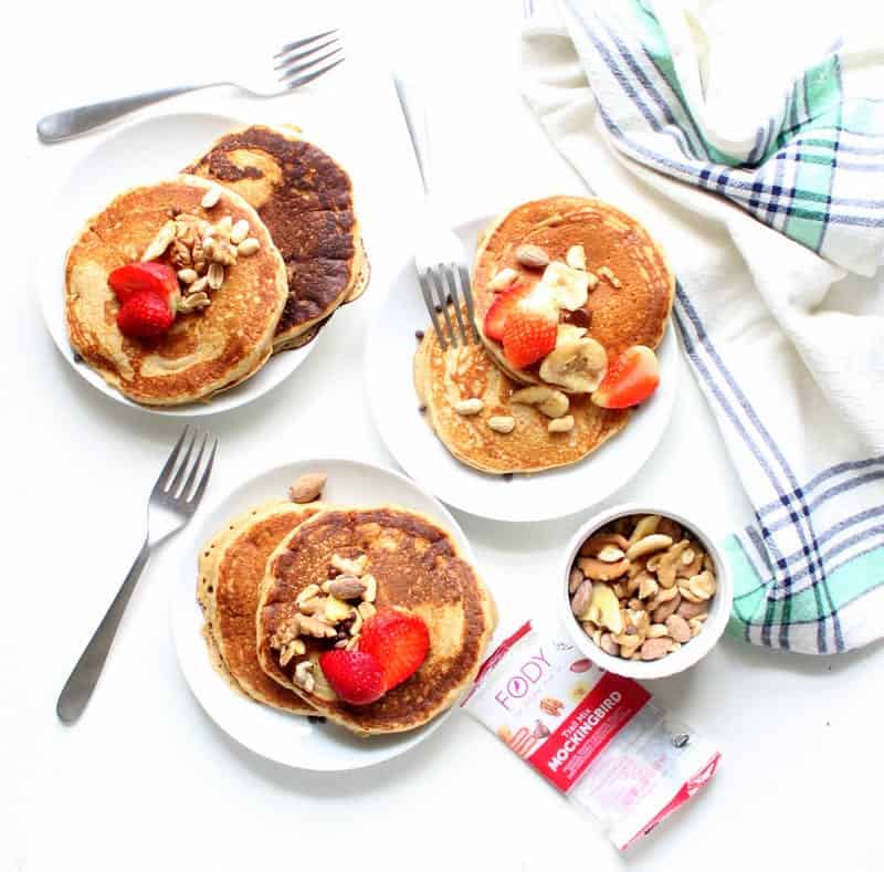 Low FODMAP Pancakes with Crunchy Trailmix Topping