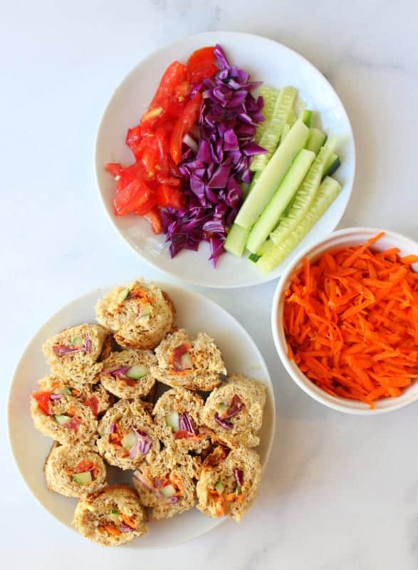 Rainbow Sushi Sandwiches - #lunch #kids #kidfriendly #vegan #vegetarian #dairyfree