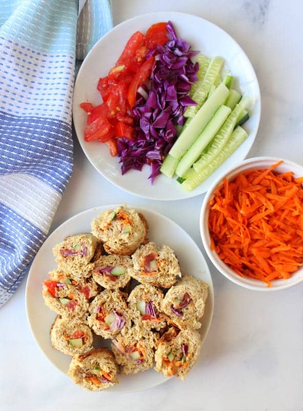 Rainbow Sushi Sandwiches - #lunch #kids #kidfriendly #vegan #vegetarian #dairyfree