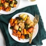 Sheet Pan Baked Almond Chicken Tenders and Roasted Vegetables #glutenfree #dairyfree #lowfodmap #healthydinner