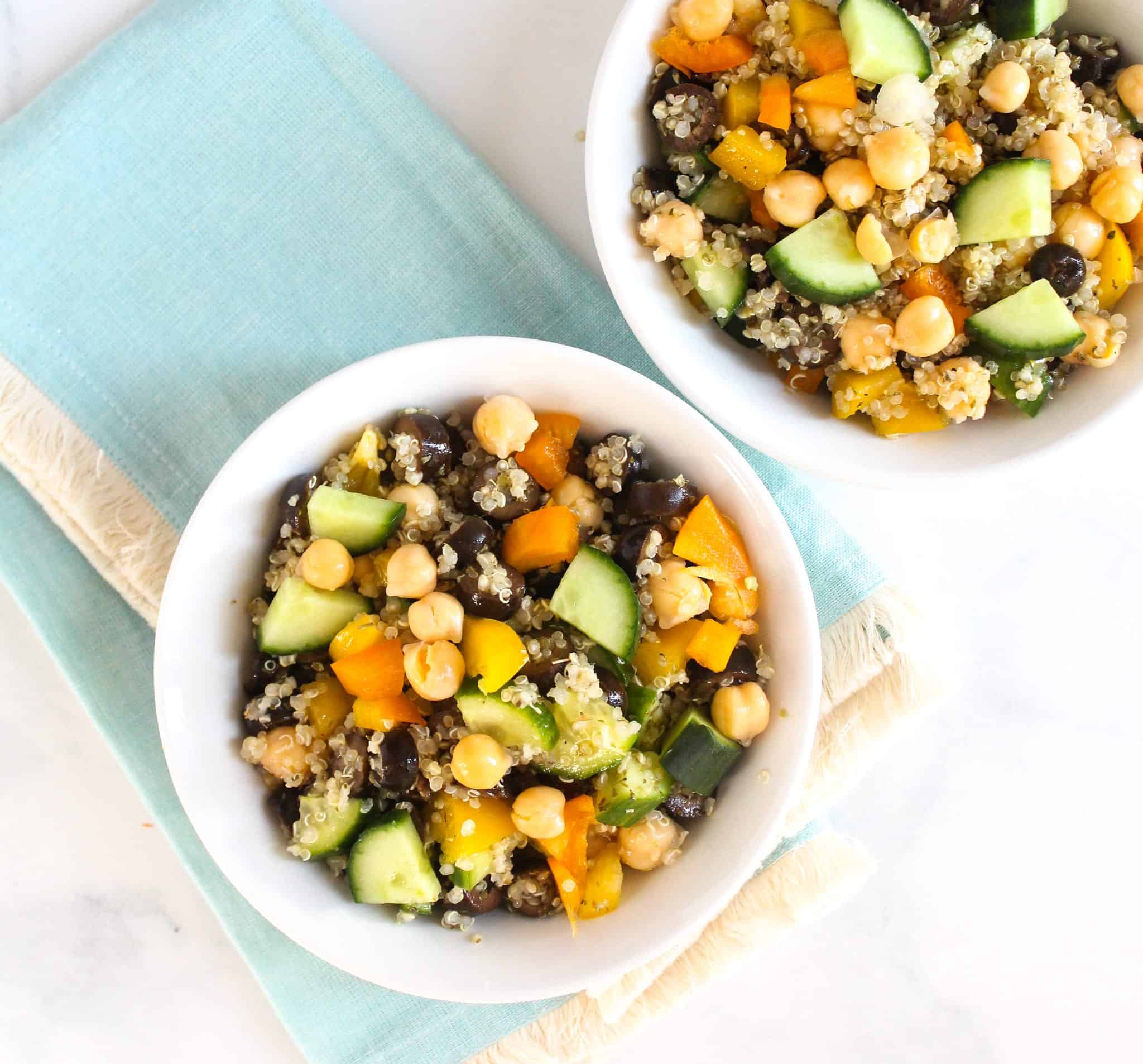 Mediterranean Quinoa Salad - Easy Lunch #lowFODMAP #glutenfree #dairyfree #vegan #vegetarian