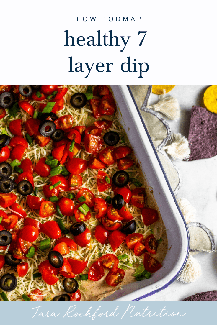 low FODMAP Healthy 7 Layer Dip #tararochfordnutrition #healthyappetizer