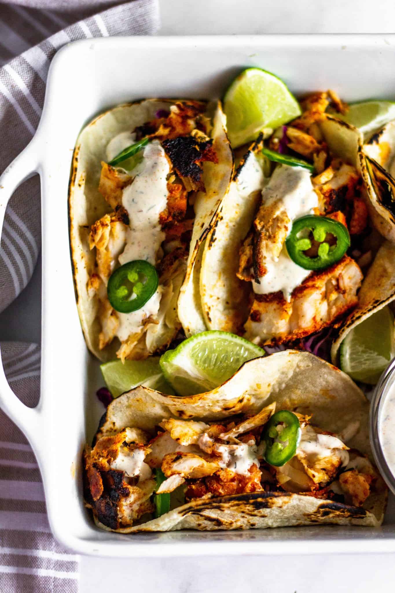 Low FODMAP Fish Tacos #lowfodmaprecipe #tararochfordnutrition