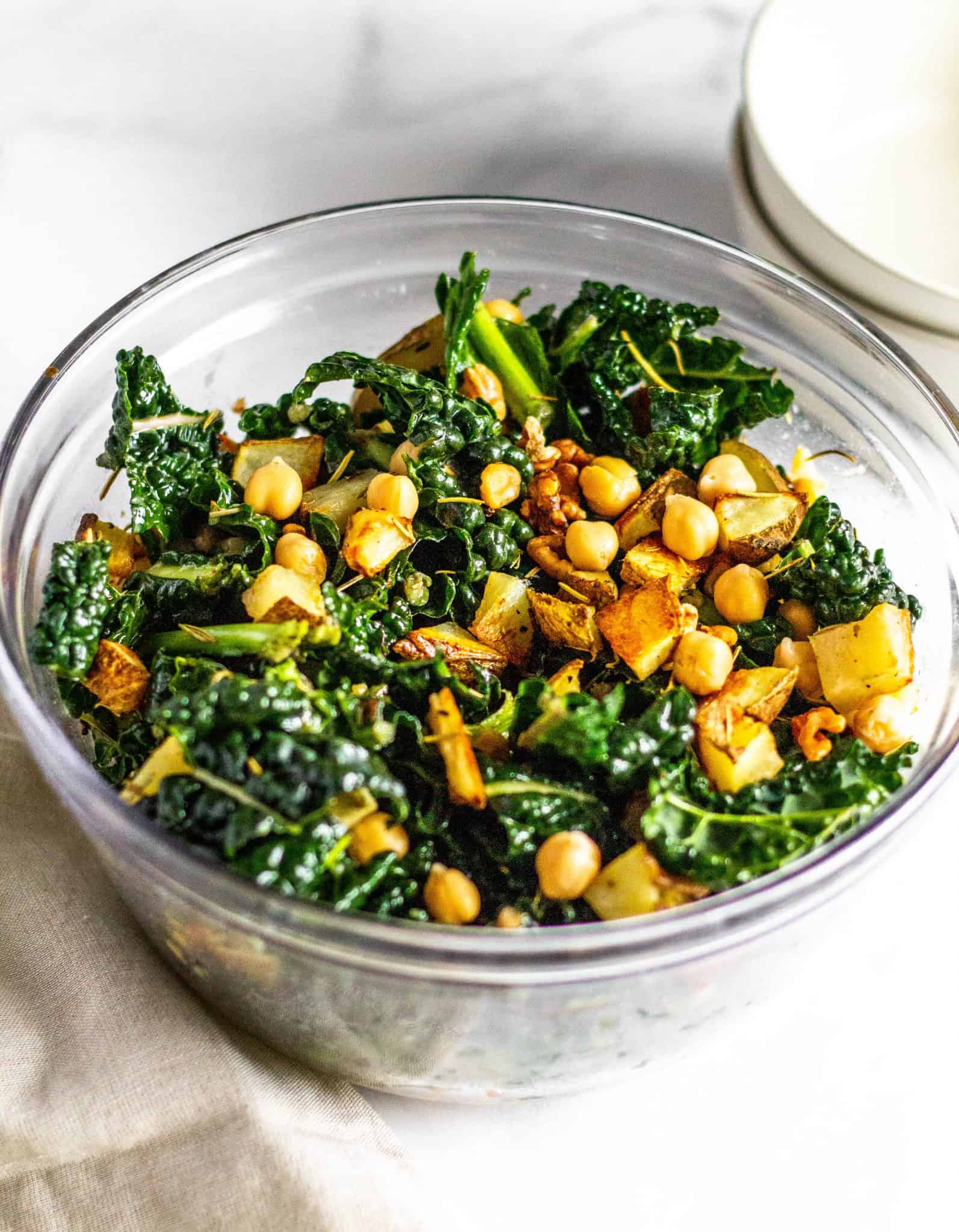 Roasted Potato Kale and Chickpea Salad #lowfodmdap #tararochford