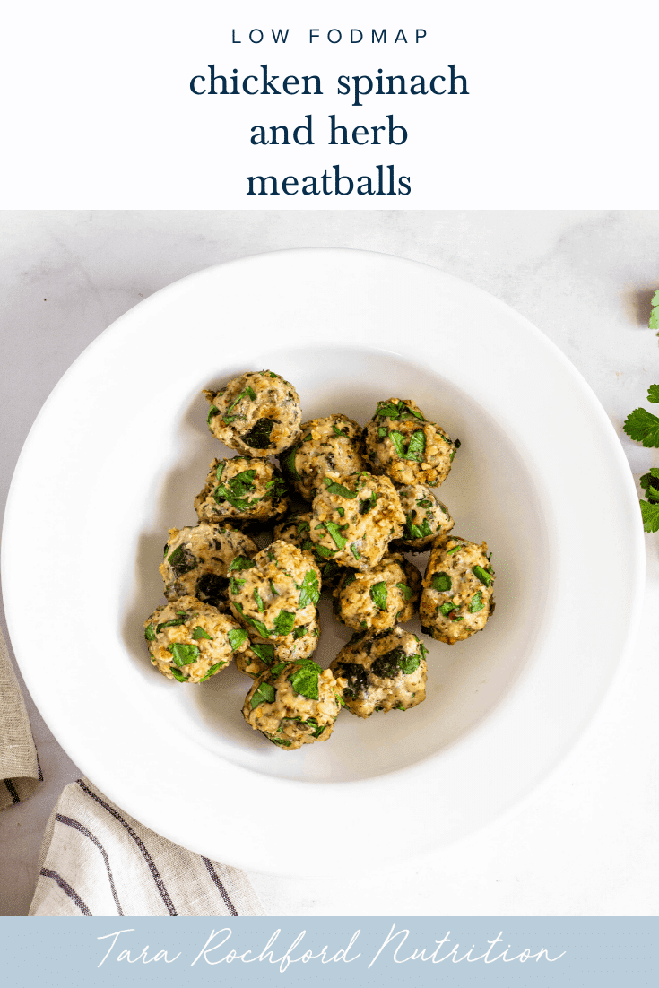 Spinach and Herb Chicken Meatballs #lowfodmap #tararochfordnutrition