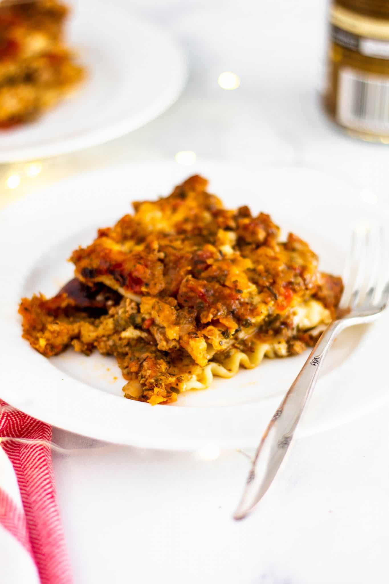 Pumpkin and Roasted Vegetable Lasagna | Tara Rochford Nutrition #cansforcomfort #ad