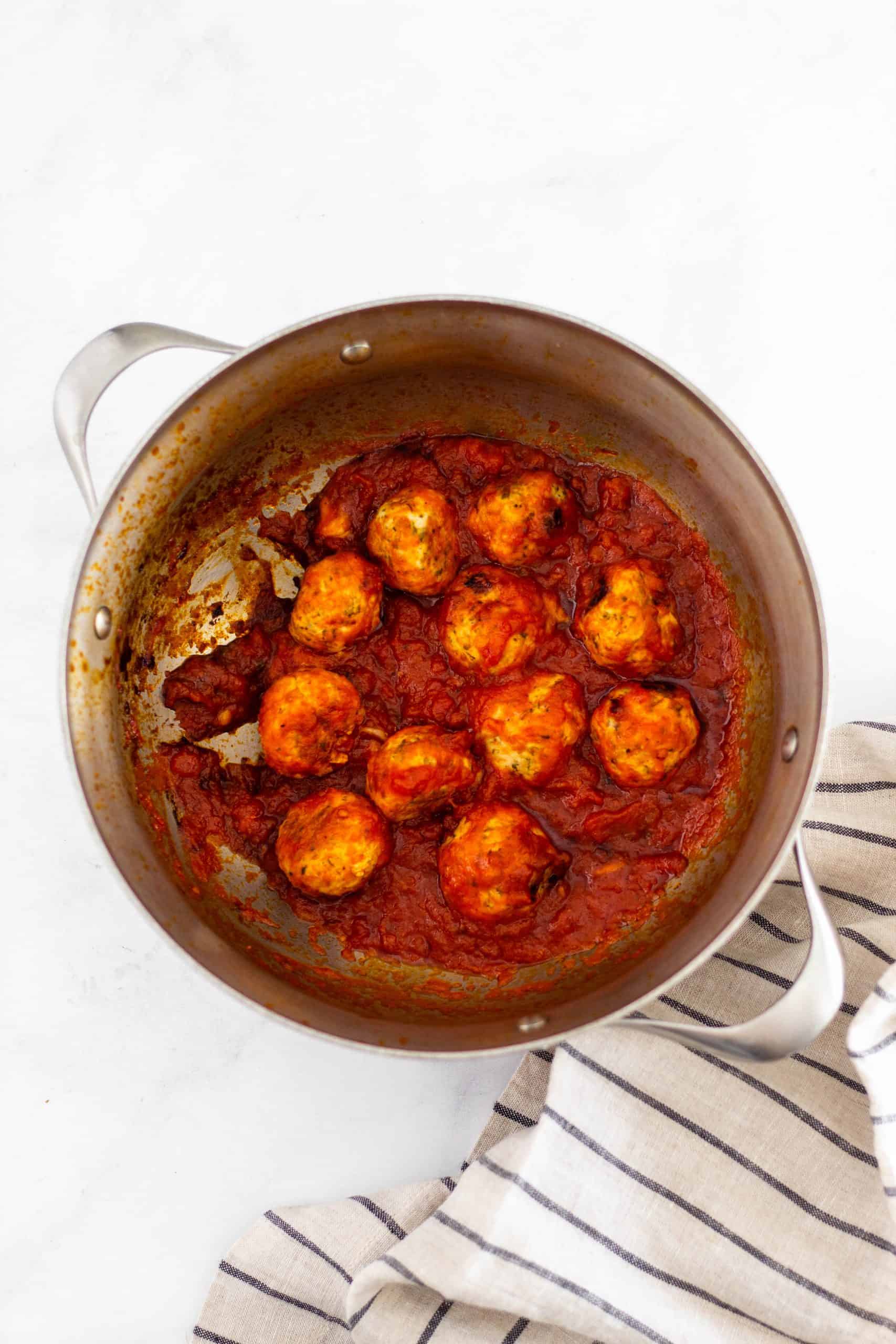 Chicken Parmesan Meatballs for Two | Tara Rochford Nutrition #chickenrecipe #healthydinner