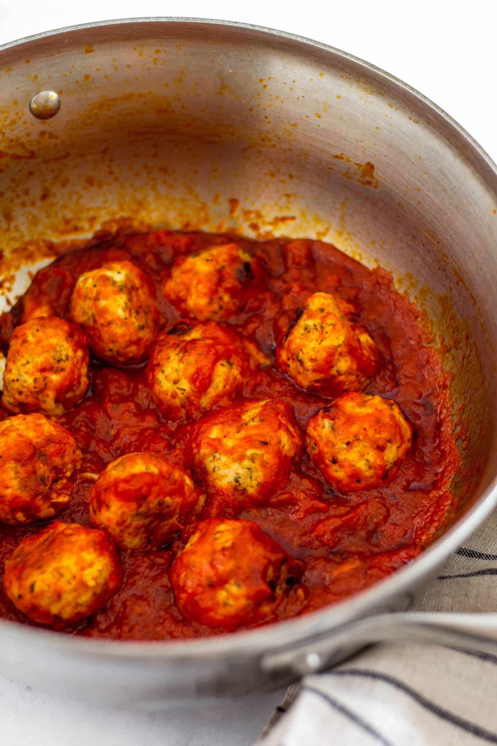 Chicken Parmesan Meatballs for Two | Tara Rochford Nutrition #chickenrecipe #healthydinner