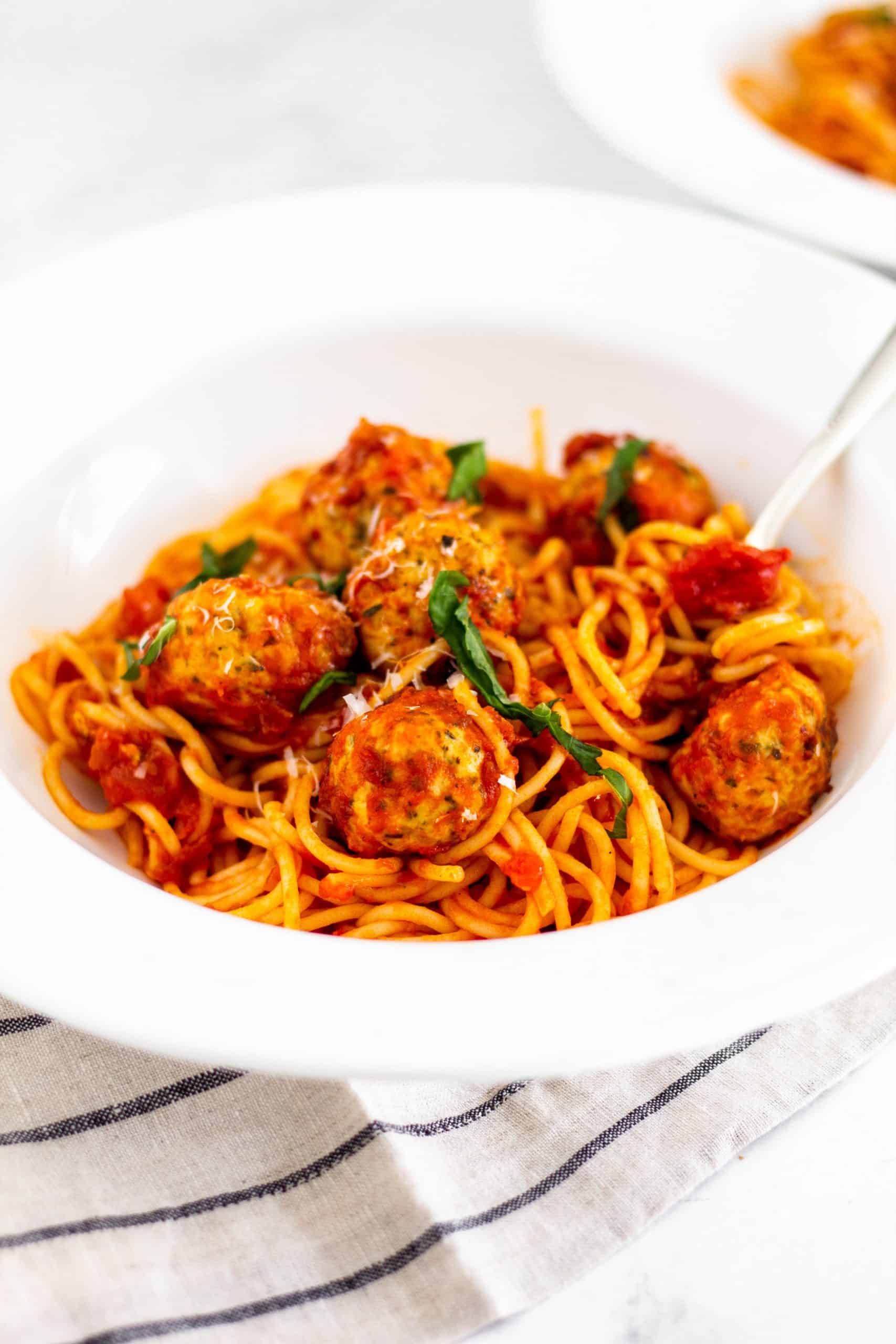 Chicken Parmesan Meatballs for Two | Tara Rochford Nutrition #chickenrecipe #healthydinner