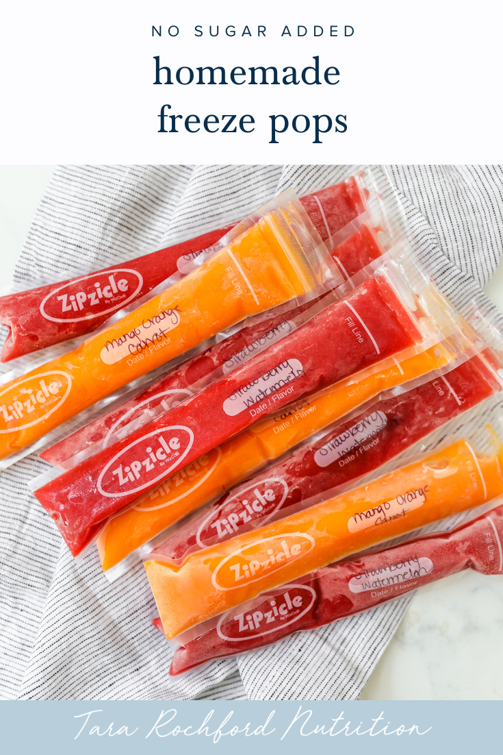 Homemade Freeze Pops #freezepops #popsicles #tararochfordnutrition